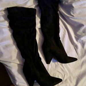 Forever 21 Black Over-the-Knee Pointed-Toe Boots